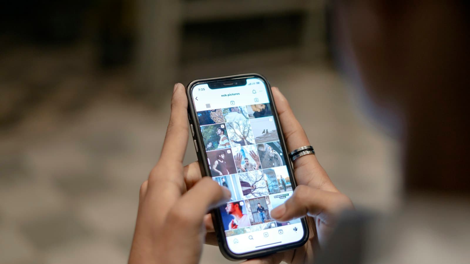 Browsing a photo gallery on a phone